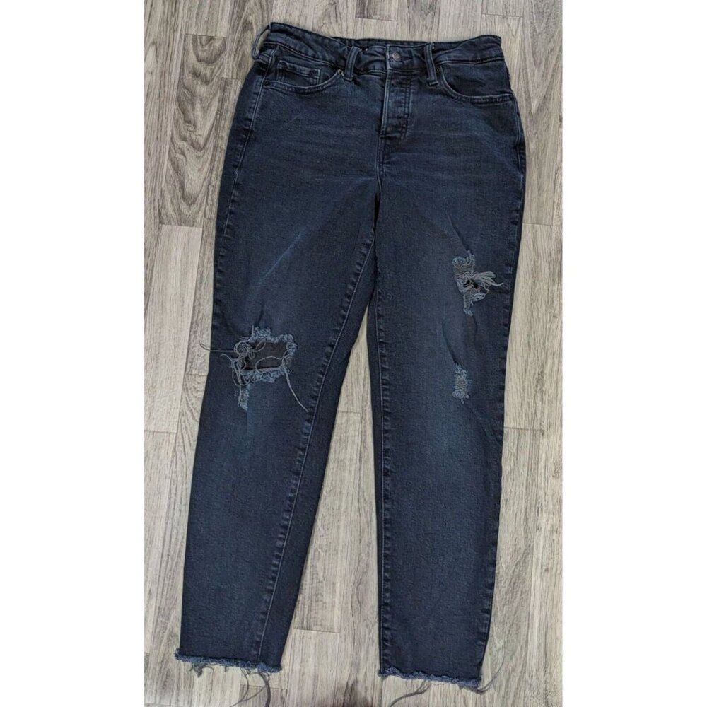 (3/$35) Old Navy Size 6 High Rise Straight Pockets Distressed Button Fly Jeans